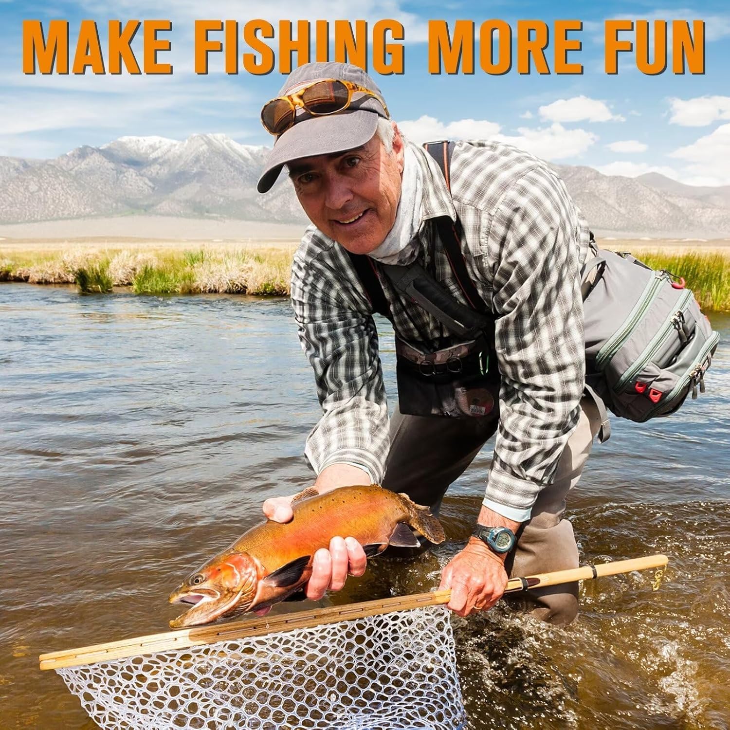 Dovesun Rubber Fishing Net Replacement Netting without Handle Clear Black Fishing Nets for Fish Fly Fish Landing Net Bag for Freshwater Saltwater Foldable Trout Net Rubber Mesh 5 Sizes - Image 8